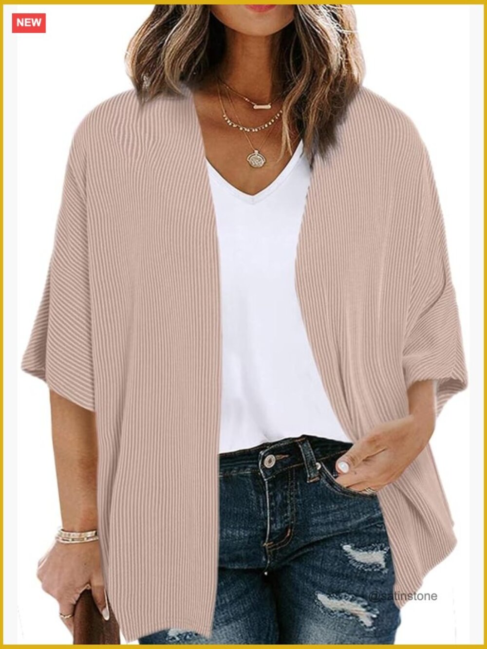 Plus Size Lightweight Cardigan Half Sleeve Ribbed Knit Kimono Cardigans Tops